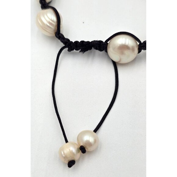 Freshwater 12mm Pearl Shamballa Bracelet Blue Austrian Crystals Adjustable - Picture 6 of 6